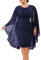 Hanna Nikole Falten Strass Abendkleid Rundhalsausschnitt Cocktailkleid Chiffon Cape Abiballkleid für Mollige Frauen Dunkelblau 54