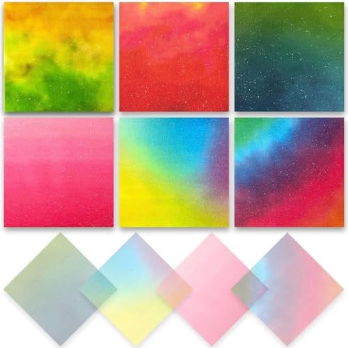 6 Packung Haftnotizen,300 Blatt Selbstklebende Klebezettel,Transparent Glitter Sticky Notes,Wasserfest Clear Haftnotizen Set für Büro Zuhause Schule Sitzung (Zentimeter, 7.6x7.6 Glitter)