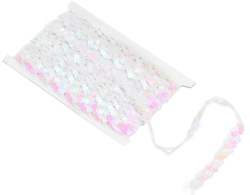 QUARKZMAN 11 Yards 0,6 Zoll Paillettenband, Flaches Paillettenband für Näharbeiten Kostümverzierungen, Weiß