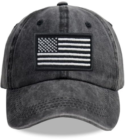 SHANVANKE American Flag Baseball Cap, Cotton Adjustable Embroidered USA Baseball Cap for Men Women, Black, One size