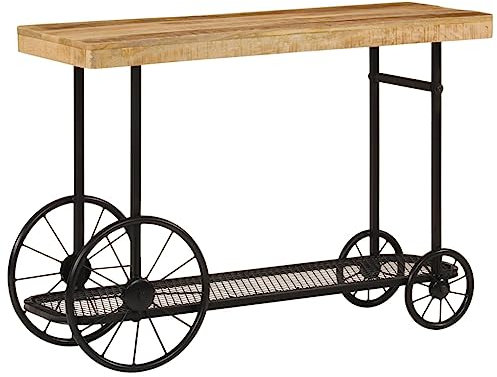Rantry Konsolentisch 112 x 36 x 76 cm aus massivem Mango- und Eisen-Holz, Gartentisch, Terrassentisch, Esstisch, Küchentisch, Outdoor-Möbel