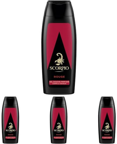 Scorpio - Gel Douche Corps Homme - Collection Rouge - Flacon 250 ml (Lot de 4)