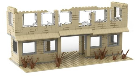UINOFER Militär Szene Baustein Set, DIY Militärbasen Architektur Modell, WW2 Militärische Wachsames Haus Architektur, Kompatibles 75387 Zubehör (City Ruins)