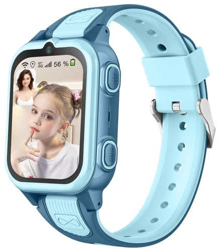 Reloj Inteligente Niños Niñas Infantil Smartwatch con GPS 4G WiFi Impermeable Teléfono Control Parental Videollamada SMS SOS Modo Clase Rechazo llamadas Desconocidas Cámara Reproductor Música Vídeo