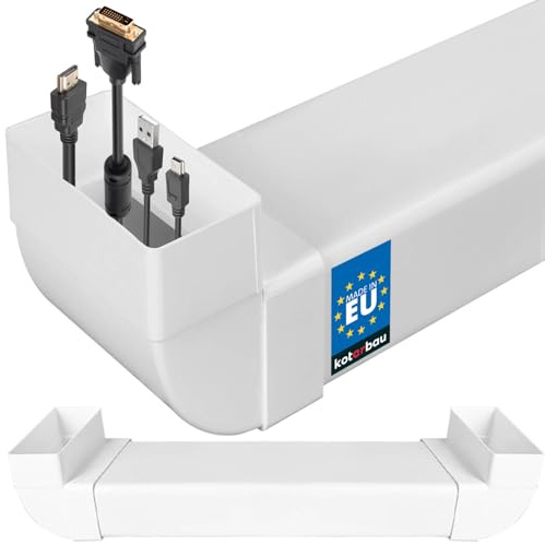 KOTARBAU® Canalina Passacavi Muro - PVC - 120 x 60 mm - 63 cm - Canaletta per Cavi Elettrici - Bianco - Coprifili TV a Muro - Copricavi TV Parete