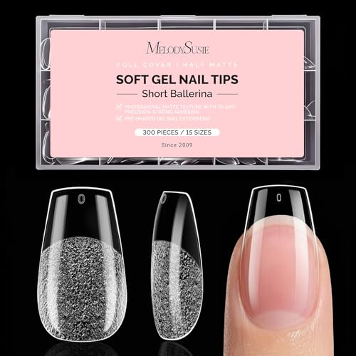MelodySusie Short Ballerina X Nail Tips - 300Pcs 15 Sizes