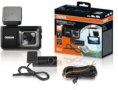 OSRAM ROADsight PRO 30 Dash Camera - front and rear, 1296p full HD, 3” IPS Screen, 140° and 120°, G-sensor, 30fps, parking mode, HDR function, lockable micro SD card slot, 12/24V