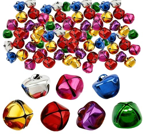 150 Pezzi Campanellini Piccoli Decorativi per Natale-12mm Campanella Sonagli,Decorazione per Albero di Natale,Animali Domestici e Regali Festivi (Croce,Colorato)