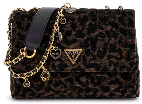 GUESS Umhängetasche Schultertasche Giully II 2 Compartment Convertible Flap Dark Logo schwarz