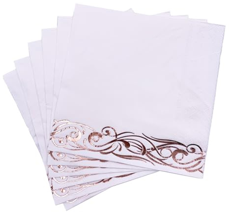EXAOMBLE Lot de 50 Serviettes en Papier Jetables pour Mariage 3 Couches Épaisses Couleur Rose Doré Serviettes de Table Décoratives pour Fêtes Banquets et Anniversaires