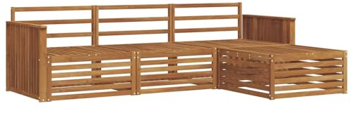 vidaXL Outdoor-Sofagarnitur 4 pcs Natur Massivholz Akazie, Gartenlounge-Set, modernes Ecksofa für draußen, langlebige Möbel für Bequeme Terrassenplätze