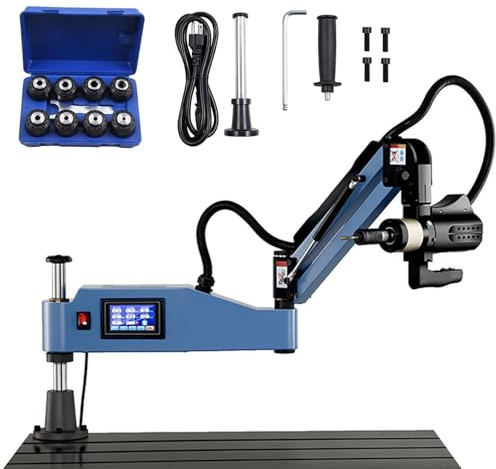 Naturalpowev Roscadora Eléctrica con Brazo Roscador Universal M3-M16, Roscadora Eléctrica CNC, Voladiza. Roscadora para Roscadoras, Taladradoras, 8 Pinzas Estándar