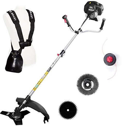 BRAST Multitool Freischneider Rasentrimmer Benzin | 2,2 kW (3,0 PS) | TÜV geprüft, 2in1 Funktion, 2-Takt-Benzinmotor mit 52 cm³, inkl. Drahtbürste