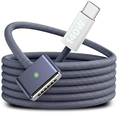 USB-C to Mag 3 Cable for MacBook Pro/Air 13-16 Between 2021-2026 | 140W Magnetic 3 Charging Cable Compatible with MacBook Pro 14/16, MacBook Air 13/15, M1 M2 M3 M4 Series, A2442 A2485 A2681