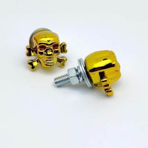 Auratrove Car Number Plate Screws Set M6 Standard Fit - Carbon Steel Fixings with ABS Hinged Blue Red Purple Green(Gold)