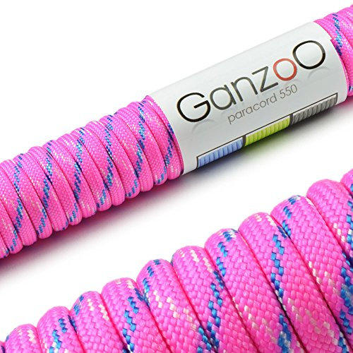 Ganzoo Paracord 550 Seil, Nylon-Polyester, 4mm, Typ 3, 30 Meter, 7 Kernstränge, Outdoor-Schnur, Allzweck-Seil, Hundehalsband, Hundeleine, Armband knüpfen, Camping, Survival - Magenta blau