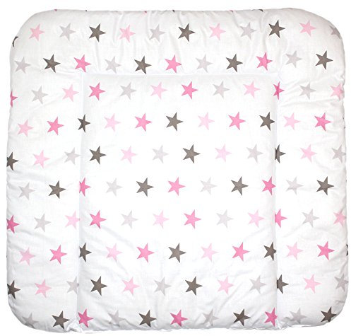 Baby Auflage Wickelauflage - STAR ROSA-GRAU - 70x50 cm 70x70 cm 70x85 cm Wickeltischauflage 70x50 cm