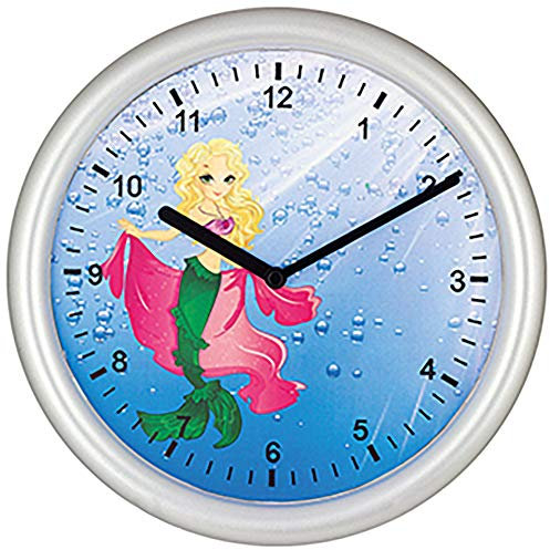 Selva Kinderwanduhr – Meerjungfrauen-Motiv – ABS-Gehäuse – Plastikglas – Geräuschlos – Für MÄDCHEN geeignet – Ø 25 cm