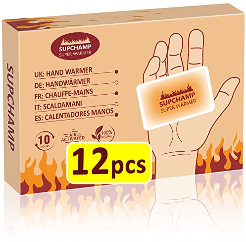 Supchamp Hand Warmers - 12 PCS Disposable Pocket Hand Warmer - Handwarmers Up to 10 Hours of Heat - Hand Heat Pads