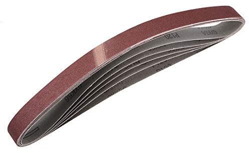 sourcing map 1 x 30 120 Grit Sanding Belt Aluminum Oxide Sandpaper Belts for Portable Strip Sander Wood Finishing Metal Drywall Polishing Sharpening Abrasive Paper 5pcs