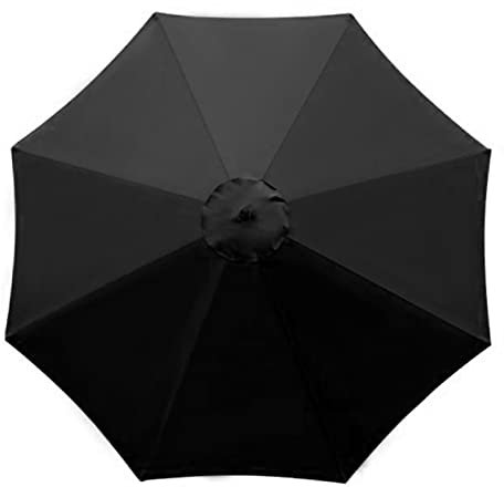 Ersatzdach für Terrassenschirm, 3 m, groß, 8 Rippen, Schirmabdeckung, Überdachung, Outdoor, Tisch, Markt, Regenschirm, Oberteil, Ersatz für Hof, Garten, Strand, Pool, Deck (nur Baldachin), Schwarz ,