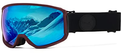 IMX RACING Peak Occhiali da Sci Snowboard Spugna a tre strati DualLens antigraffio antiappannamento e rivestimento UV banda larga con stampa in silicone, Viola Opaco/Nero, Taglia unica
