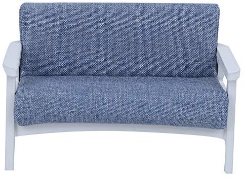 LIZEALUCKY 1:12 Miniatur-Stoffsofa Maßstab 1/12 Miniatur-Puppenhausmöbel, Retro-Mini-Sofa, Puppenhaus-Miniatur-Sofa Mini-Couch für Mini-Szenen-Dekor(Blau)
