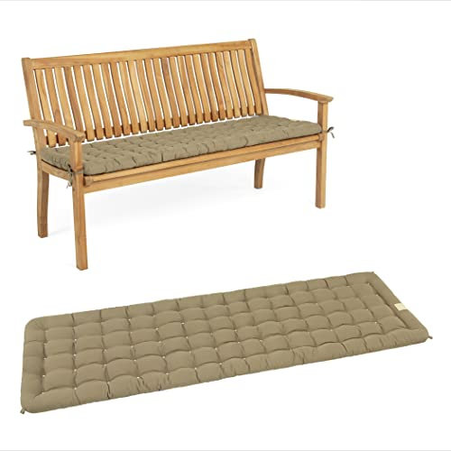 HAVE A SEAT Living - Gartenbank Auflage 120 cm - Bequeme Bankauflage Outdoor, 7 cm Dick - Waschbar bis 95°C, Orthopädisch, Wetterfest - Made in Germany (120x48 cm, Goldbraun)