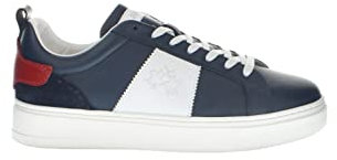 La Martina - Sneaker aus blauem Leder mit weißem Seitenstreifen, blau, 42 EU