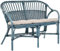 Krines Home Rattanbank Wintergarten 2er Küchenbank Zweisitzer Natur Rattan Bank Sofa Wintergartenbank (Geflochten Blau)