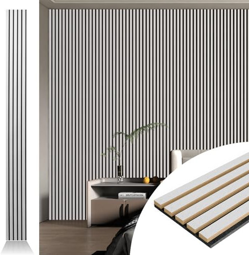 Art3d Akustikplatte für Wand und Decke 3D-geriffelt schallabsorbierende Platte mit Holz-Finish gebürstetes Silber 272 x 20 cm 4 Stück