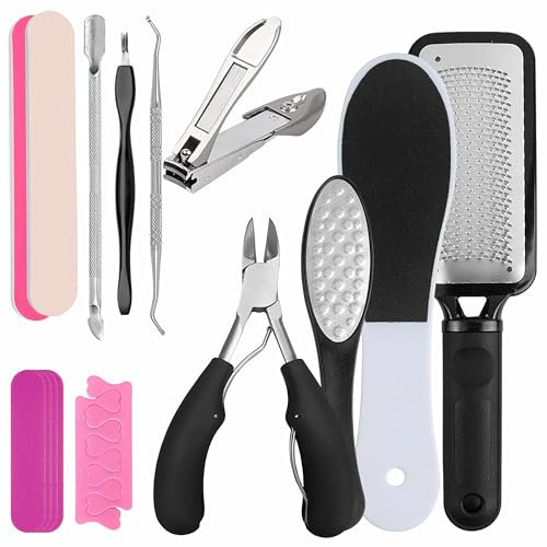 16 in 1 Foot Files for Hard Skin | Pedicure Set for Feet | Professional Foot Care Hard Skin Remove Tools | Stainless Steel Callus Remover Kit for Women, Men, Saloon & Homes | BRITSCART