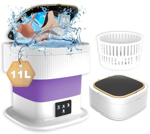Portable Mini Waschmaschine Mit Schleuder - 13L Camping Waschmaschine Mini Washing Machine Faltbare, Kleine Waschmaschine Mobile Waschmaschine Reise(Ultra-Reinigung)