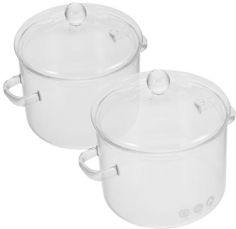 PRETYZOOM 2piezas Ollas De Sopa De Vidrio Para Cocina Ollas Transparentes Con Tapa Hogar