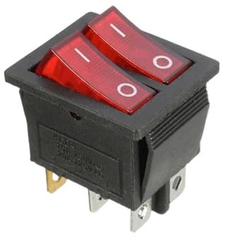 10 Stück 6-poliger Wippschalter Ein/Aus Doppel-Rotlicht-Lampen-Kippschalter Doppel-SPST-Knopfschalter Zwei-Wege-Schalter 15 A 250 V