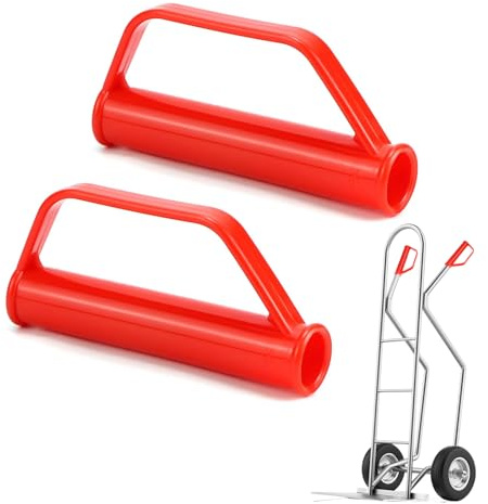 2 Pack 25 mm Schubkarrengriffe Safety Handles for Sack Truck, Transport Trolley, Griffe Schubkarrengriffe Holz Replacement Handles with Bump Protection, Red Stacking Trolley Handles
