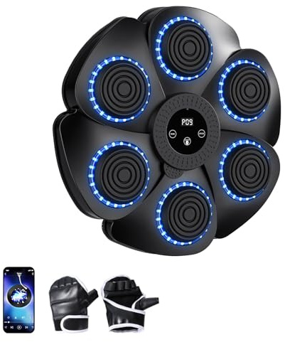 buusace Musikboxmaschine 2025 für Erwachsene und Kinder, intelligente LED-Boxmaschine, Bluetooth, mit Boxhandschuhen, Wand-Boxtor, 9 Geschwindigkeitsstufen und Zählmodus