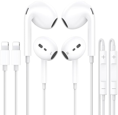 iPhone Kopfhörer mit Kabel, 2Pack [MFi-Zertifiziert] In Ear Kabelkopfhörer mit Mikrofon und HiFi Stereo Ohrhörer für iPhone 14 13 12 11 Plus Pro Max/XR/XS/X/SE/8/7/iPad Air Mini Unterstützt alle iOS