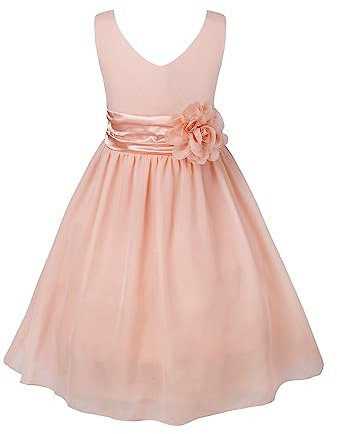 ranrann Robe de Cérémonie Fille Enfant Mousseline Robe Mariage Demoiselle d'honneur Princesse Soirée Elégante Fête Anniversaire Rose Clair 6 Ans