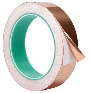 HONGXIN-SHOP Kupferfolienband Doppelseitig Leitfähig EMI Abschirmung Klebeband Selbstklebend Abschirmband für Buntglas Papierkreisläufe Elektrische Reparaturen (25mm X 20m)