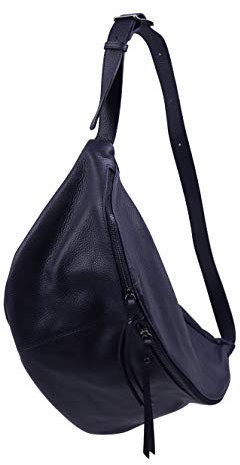 SH Leder echt Leder Damen Unisex Brusttasche für Festival Reise Gross Hüfttasche Crossbody Bag Frauen Ledertasche 49x28cm Daniela G768 (Dunkel Blau)