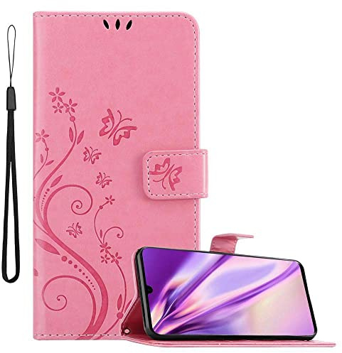 Cadorabo Hülle kompatibel mit Huawei P30 PRO Blumen Design aus Premium Kunst Leder Flip Klappbare Stoßfeste Magnetische [Standfunktion] [Kartenfächern] Cover Hülle für Huawei P30 PRO Tasche in Rosa