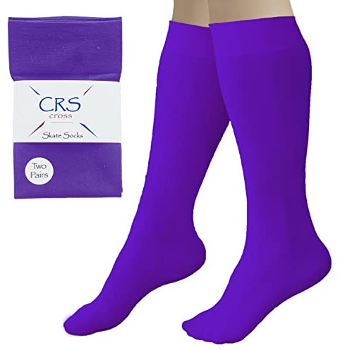 CRS Cross Figure Skating Socks, Kniestrümpfe für Schlittschuhe mit Fuß, Skate Socken, Tanzstrumpfhose - - Einheitsgröße
