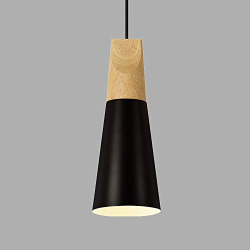 Mengjay Industrielle Modern Metall Pendelleuchte Hängeleuchte Φ11cm für E27 Leuchtmittel Metall Lampenschirm für Esszimmer, Wohnzimmer(Schwarz)