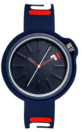 FILA Unisex Erwachsene Armbanduhr FILASTYLE 44 mm Weisse & ROTE SILIKONABDECKUNG Armband Silikon 38-315, Farbe:blau
