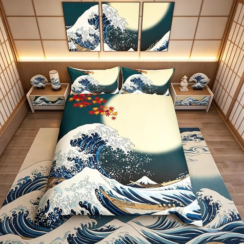 Simple de Style Japonais Fleurs de Cerisier Housse de Couette 2 pièces Traditionnel Japonais avec Attaches à,Microfibre,Single