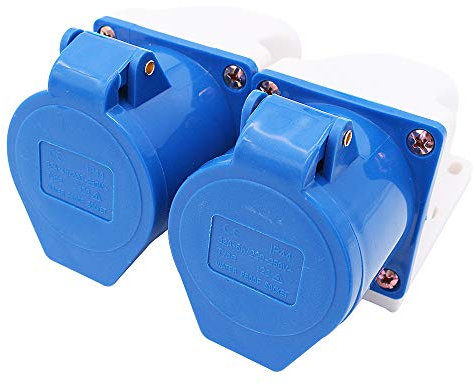 POFET 2Pcs Power Plus 32AMP Prises à Montage en Surface 220-250 Volt 3 Broches (IP44) Prises de Couplage - Bleu