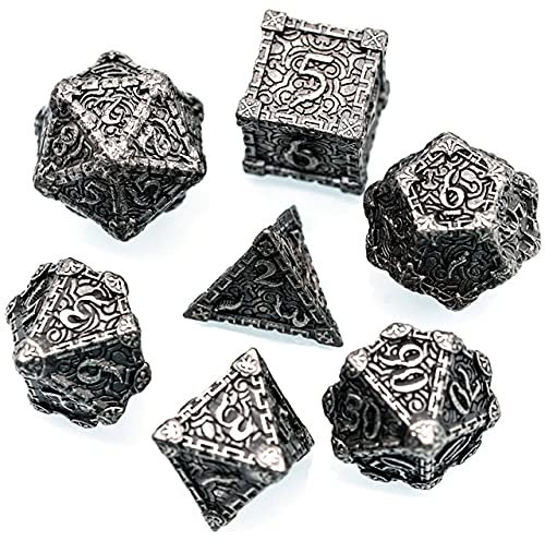 World of Dice - Deadly Dagger Serie - Pen & Paper Metallwürfelset, Würfelset für Dungeons and Dragons, DSA, 7 Würfel, W4 bis W20