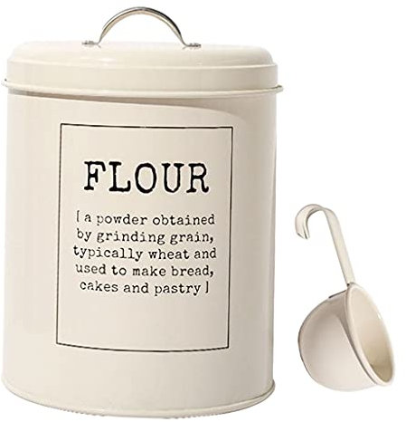 Baoblaze Weiße Vorratsdose 5L, Blechdose mit Deckel und Löffel, Kaffeebohnen Behälter Keksdose Einfrierbehälter Knäckebrotdose Metallbox zur Aufbewahrung
