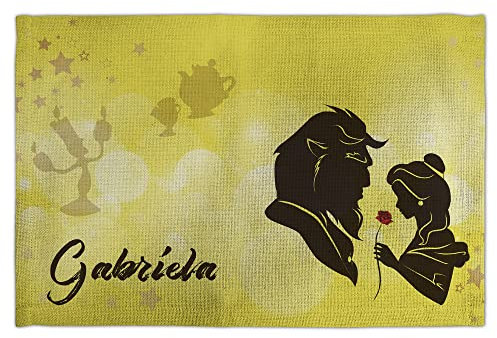 Tovaglietta La bella e la bestia. Tovaglia individuale. Tovaglia per bambini personalizzata. Tovaglietta di stoffa. Regali personalizzati. Vari disegni. LA BELLA E LA BESTIA